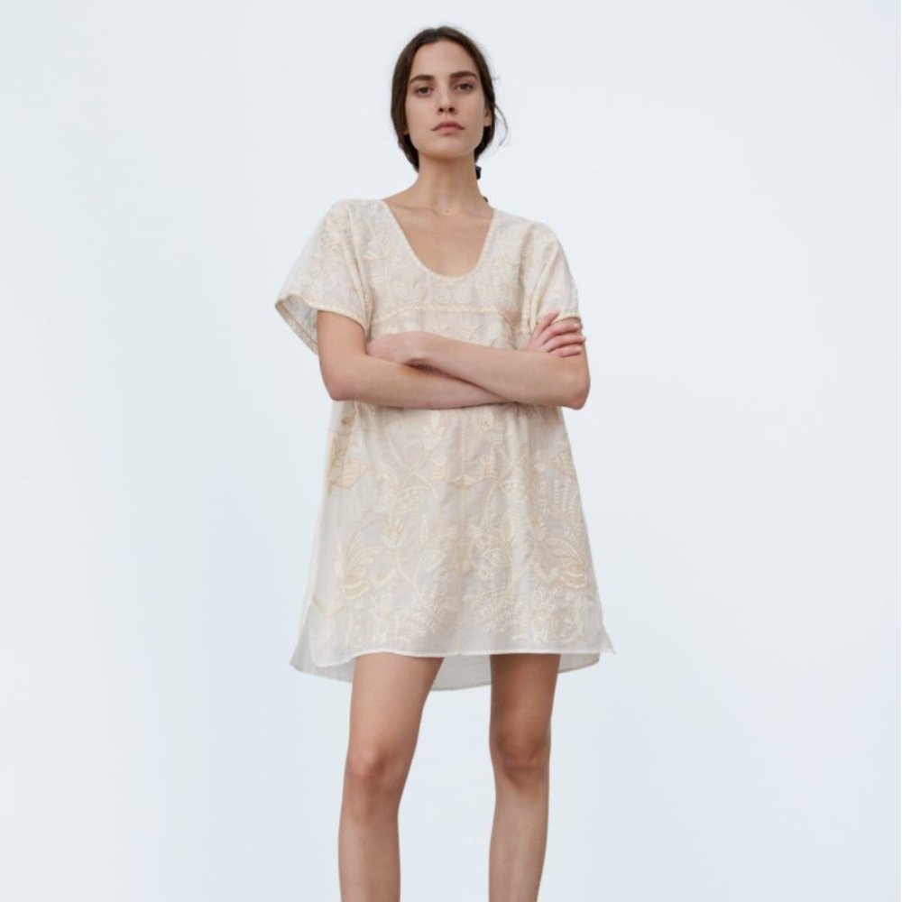Zara Embroidered Blouse Dress